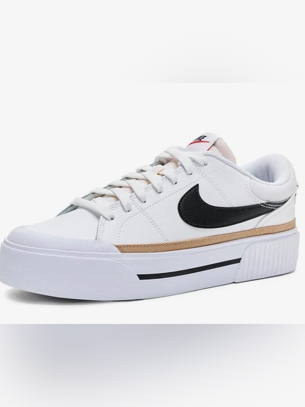Nike Women's Court Legacy Lift White Sneaker Black Swoosh - Only Worn Once 8.5